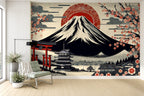 red japanese cherry blossom wallpaper living room wall