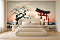 orange cherry blossom wallpaper bedroom wall
