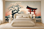orange cherry blossom wallpaper bedroom wall