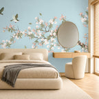 cherry blossom white wallpaper bedroom wall