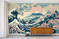 cherry blossom japanese garden wallpaper living room feature wall
