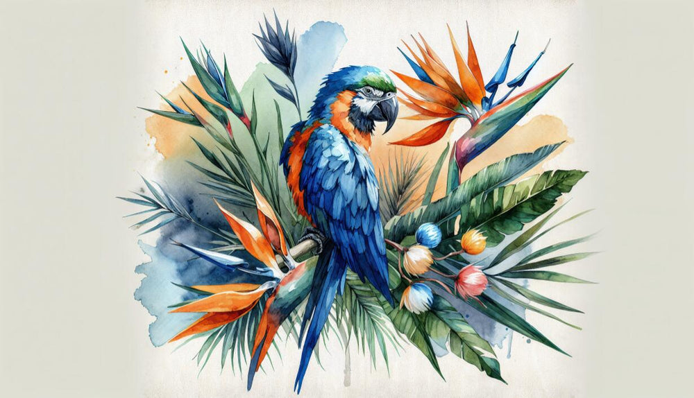 Navy Parrot Wallpaper design