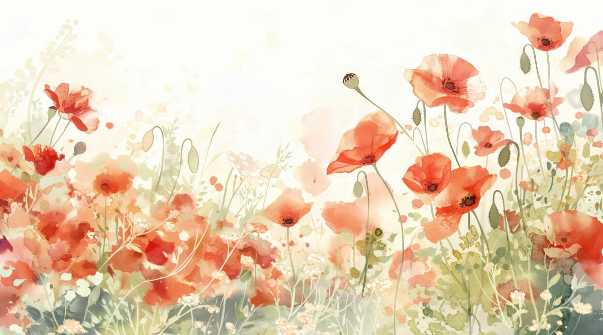 poppy wallpaper flat repeat motif