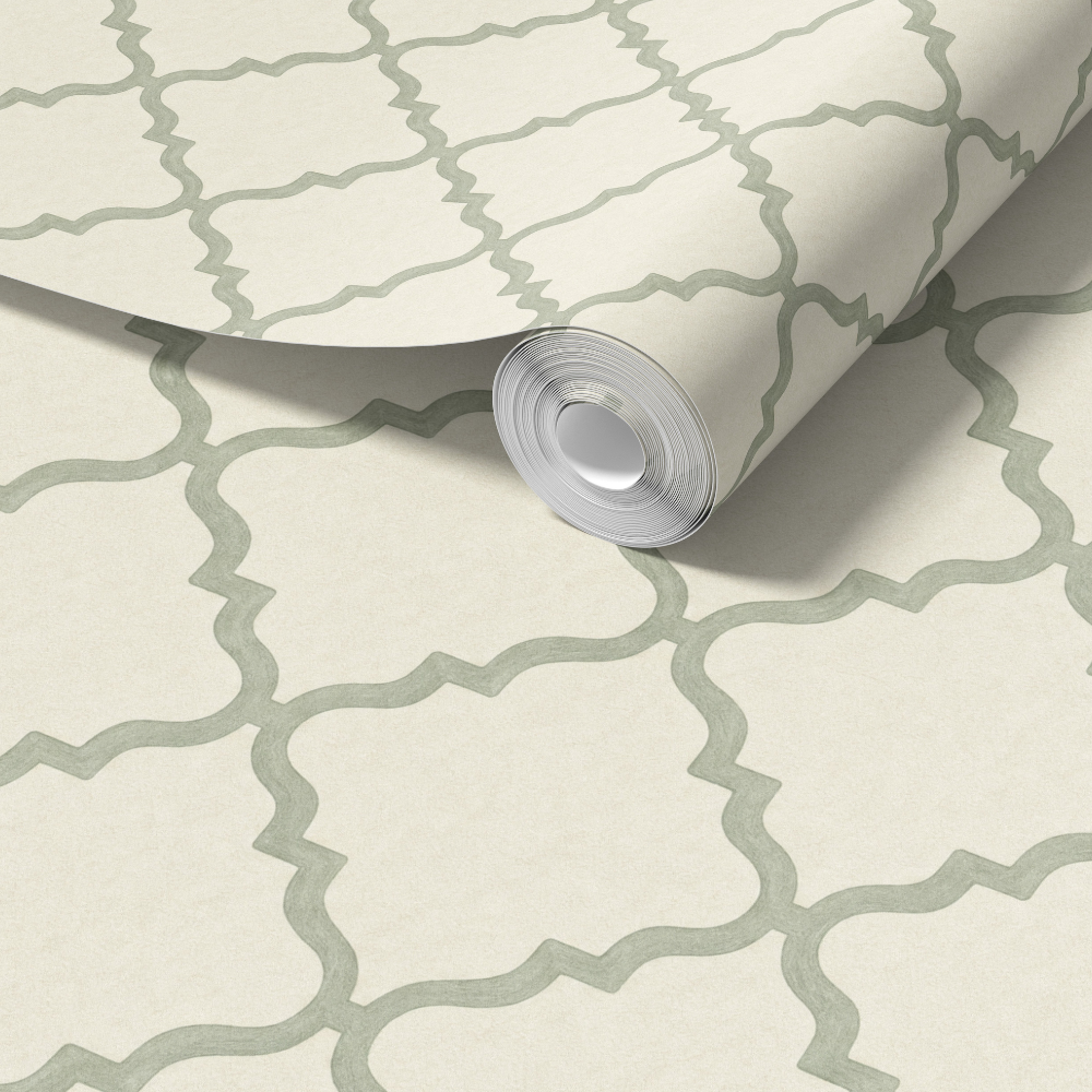 Sage green patterned wallpaper