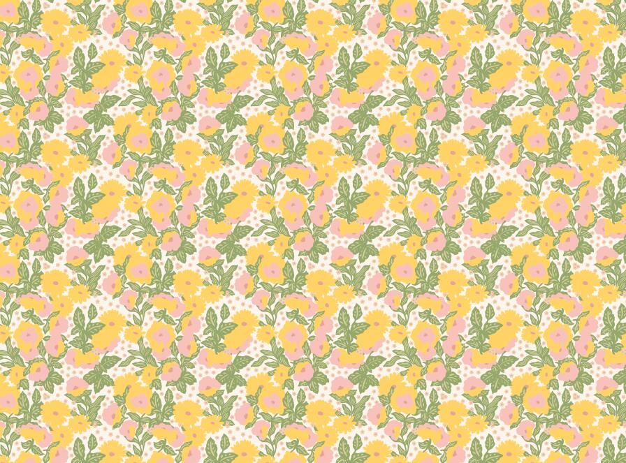 yellow floral wallpaper flat repeat motif