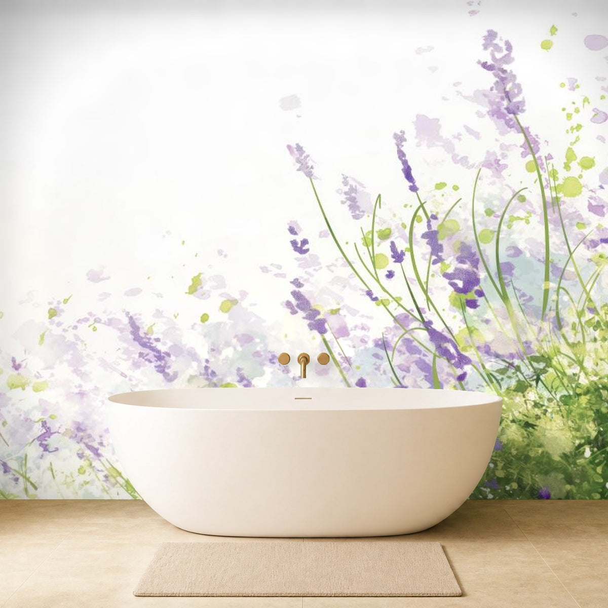 lavender wallpaper bathroom feature wall