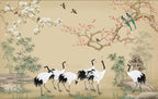 Oriental Crane Wallpaper flat pattern design