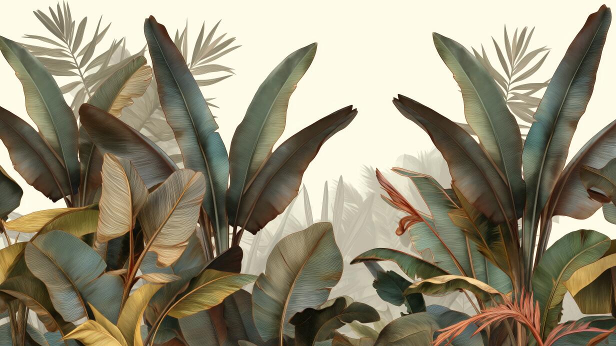 Beige Leaf Wallpaper flat pattern design