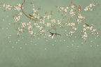 chinoiserie cherry blossom wallpaper flat panoramic motif