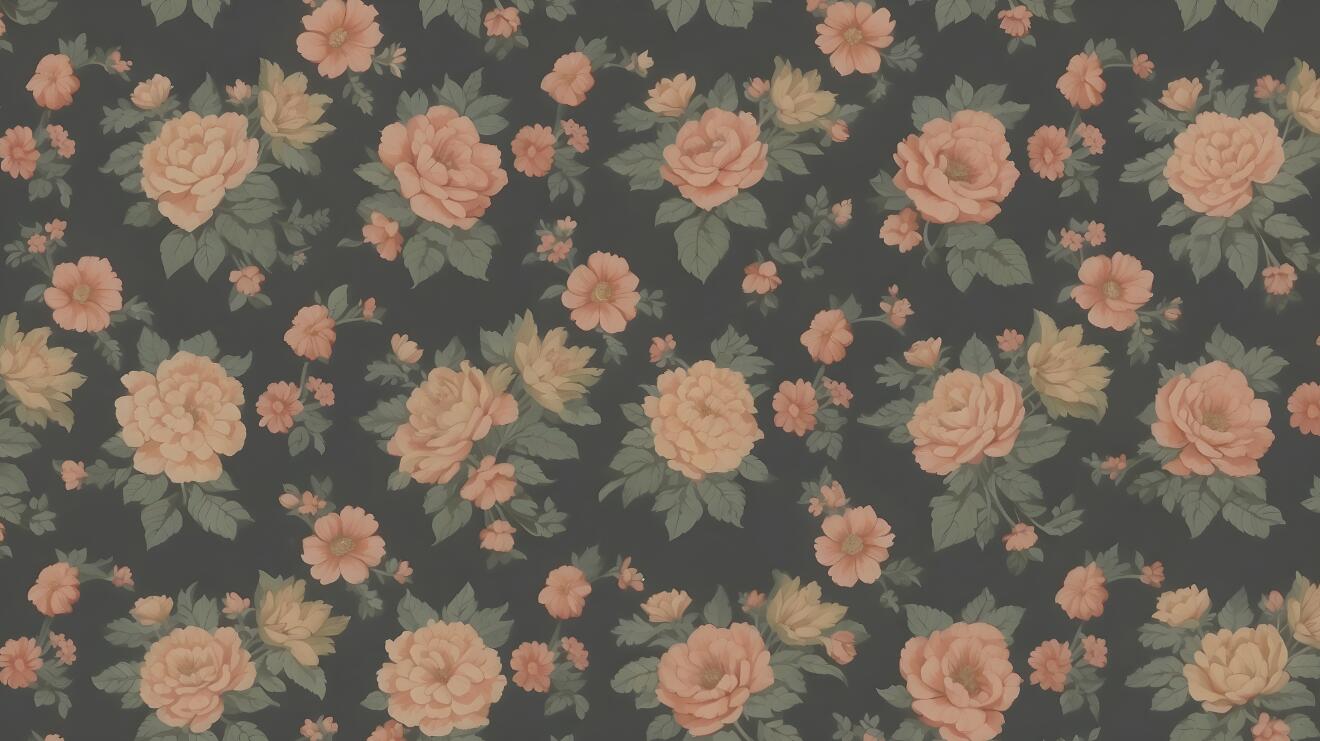 pink and green floral wallpaper flat repeat motif