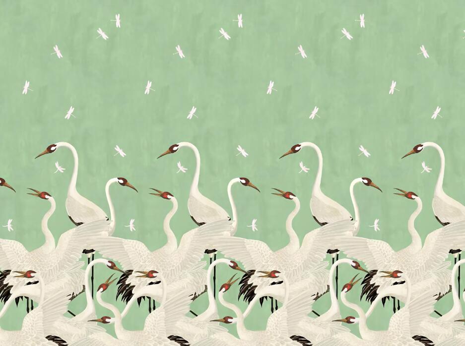 Crane Wallpaper for Bathrooms flat pattern design