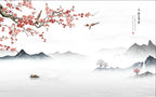 cherry blossom mountain wallpaper flat panoramic motif