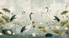 Crane Mural Wallpaper flat pattern design