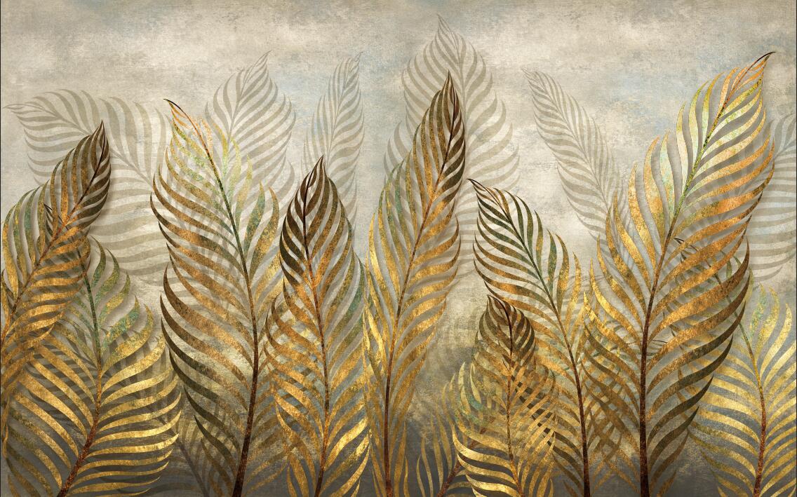 Gold Leaf Wallpaper flat pattern design