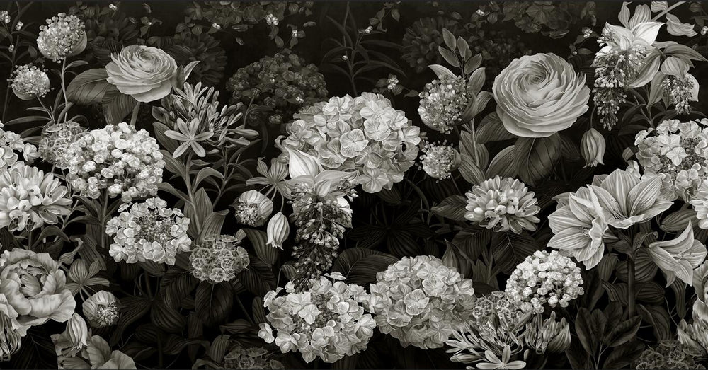 Black and White Floral Wallpaper design