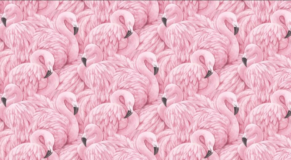 Art Deco Flamingo Wallpaper flat pattern design