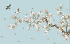 cherry blossom white wallpaper flat repeat motif