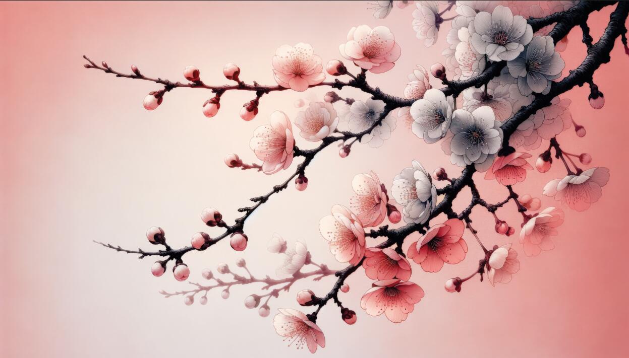 cherry blossom branch wallpaper flat repeat motif