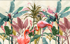 Flamingo Leaf Wallpaper flat pattern design
