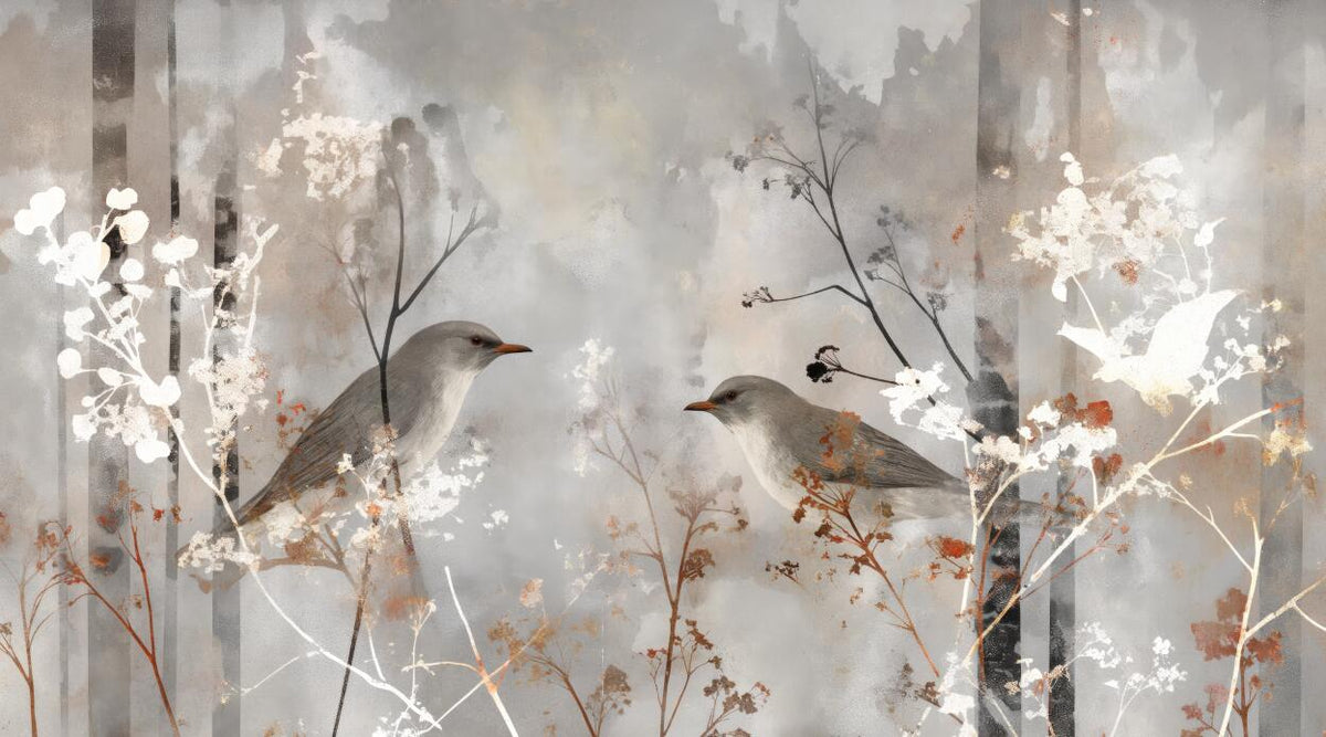 Grey bird wallpaper flat repeat motif