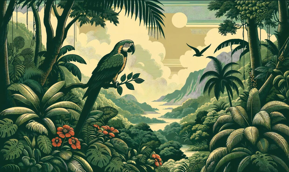 Green Parrot Wallpaper design