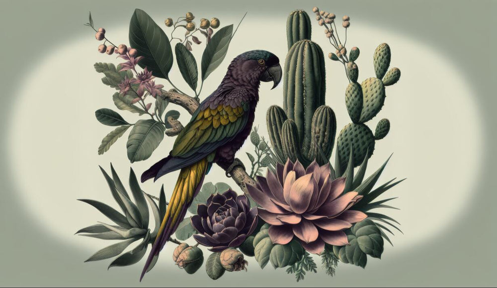 Vintage Parrot Wallpaper design