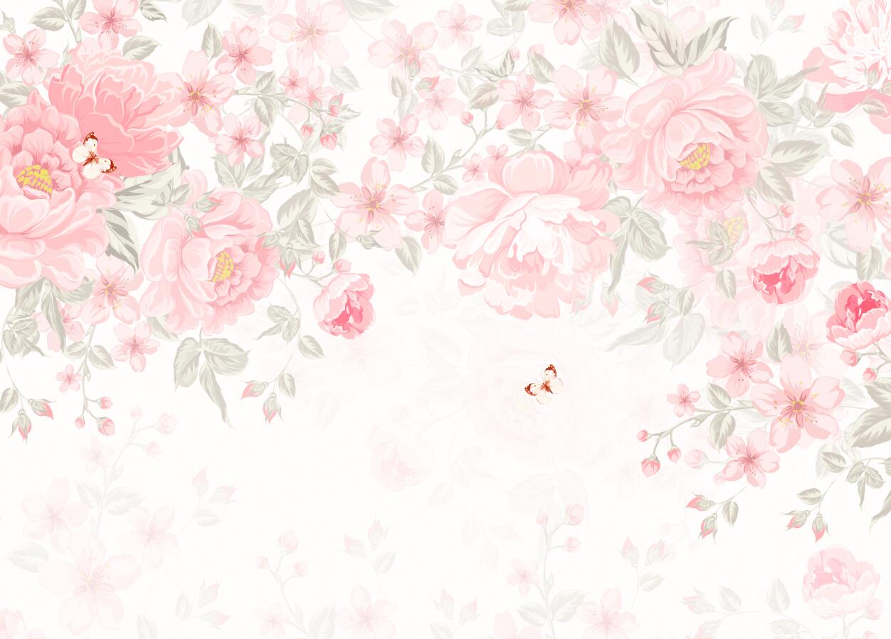pink rose wallpaper flat repeat motif