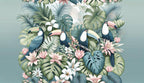 tropical floral wallpaper flat panoramic motif