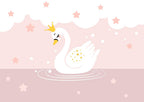 Pink Swan Wallpaper flat pattern design