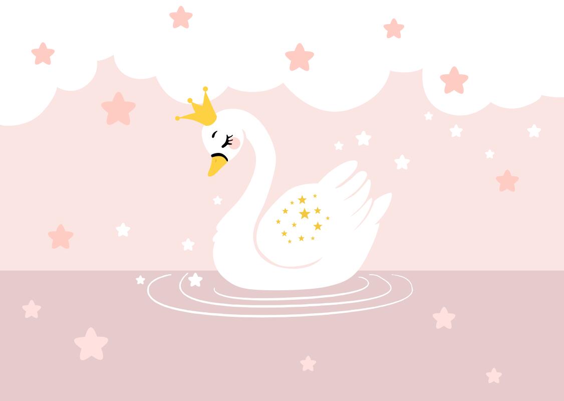 Pink Swan Wallpaper flat pattern design
