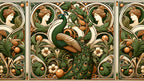 Vintage peacock wallpaper flat pattern design