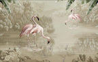 Flamingo Bedroom Wallpaper flat pattern design
