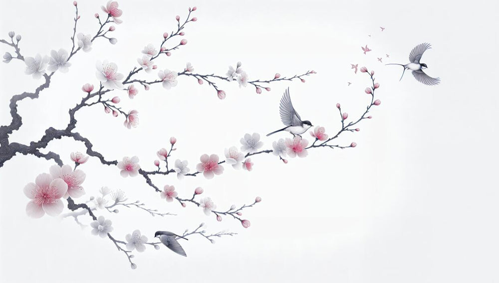 Floral with Birds Wallpaper design