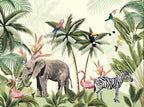 Green flamingo wallpaper flat repeat motif