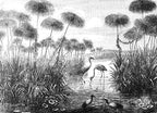 Black and White Flamingo Wallpaper flat pattern design