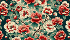 grand peony garden wallpaper flat panoramic motif