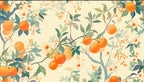orange floral wallpaper flat repeat motif