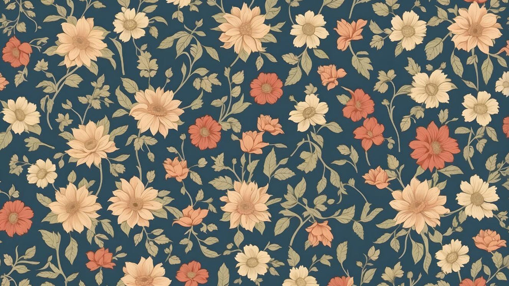 Navy Floral Wallpaper design