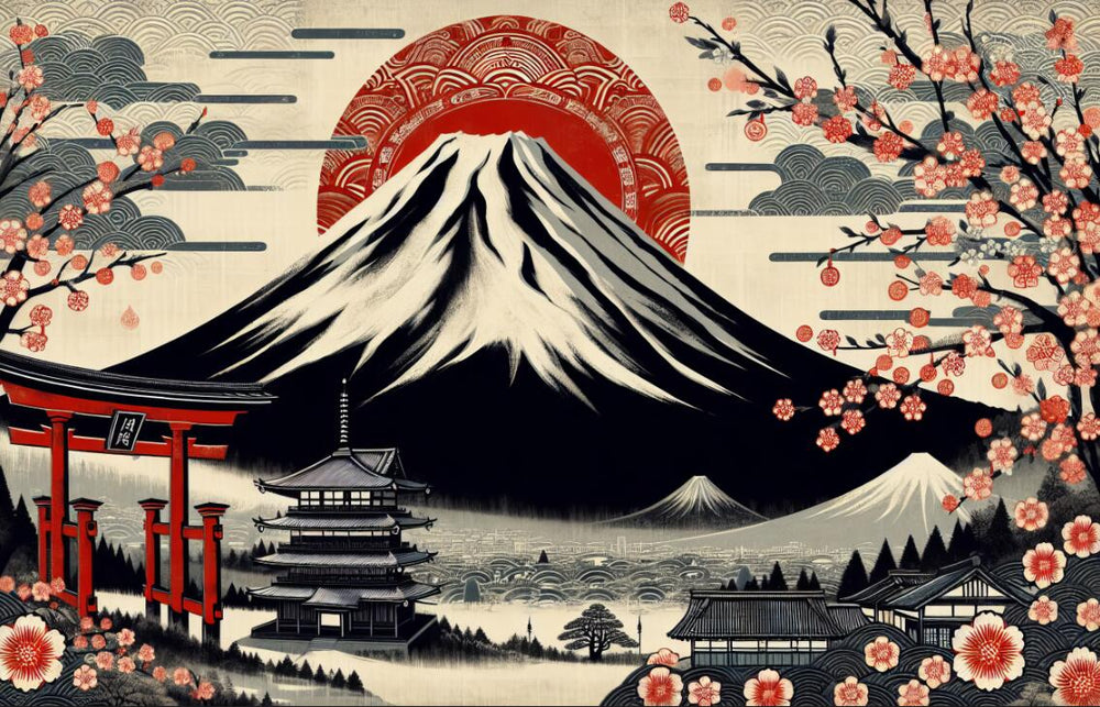 Red Japanese Cherry Blossom Wallpaper design