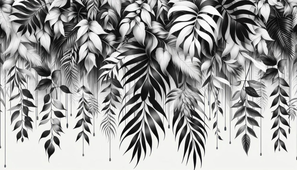 Black and White Leaf Wallpaper design