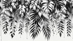Black and White Leaf Wallpaper flat pattern design