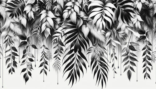 Black and White Leaf Wallpaper flat pattern design
