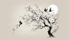 cherry blossom night wallpaper flat panoramic motif