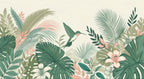 Green Hummingbird Wallpaper flat pattern design
