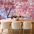 cherry blossom tree mural wallpaper dining room feature wall