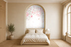 pink rose wallpaper bedroom feature wall