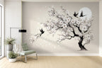 cherry blossom night wallpaper living room wall