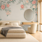 gold rose wallpaper bedroom wall