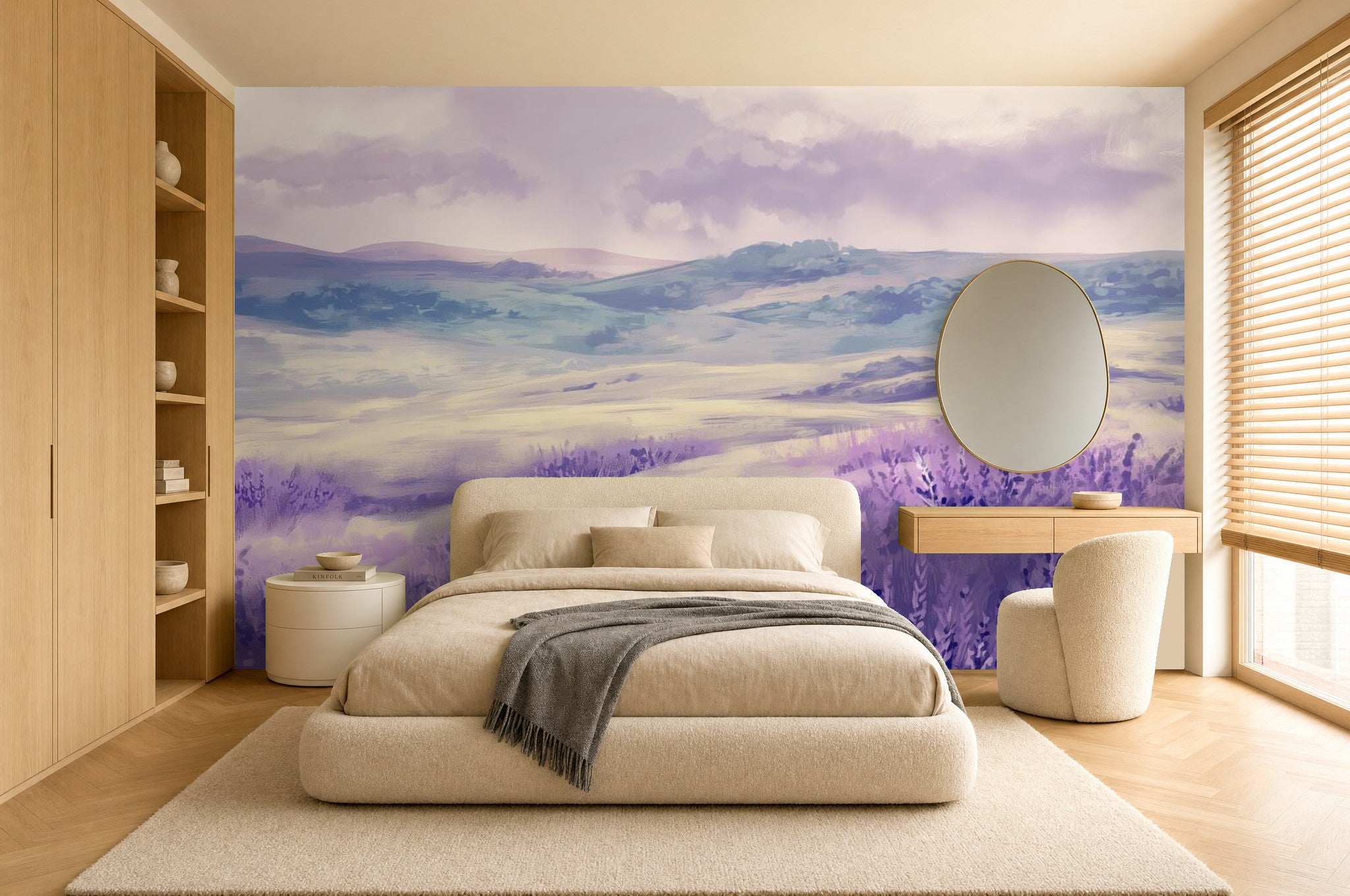 lavender coquette bow purple wallpaper in a bedroom