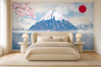 cherry blossom japanese art wallpaper living room wall